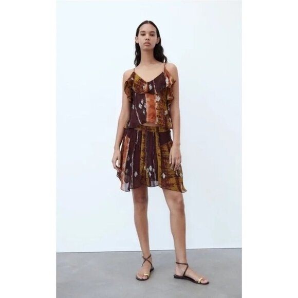 NWOT Zara sequin embroidered boho inspired mini skirt, L - Picture 3 of 10